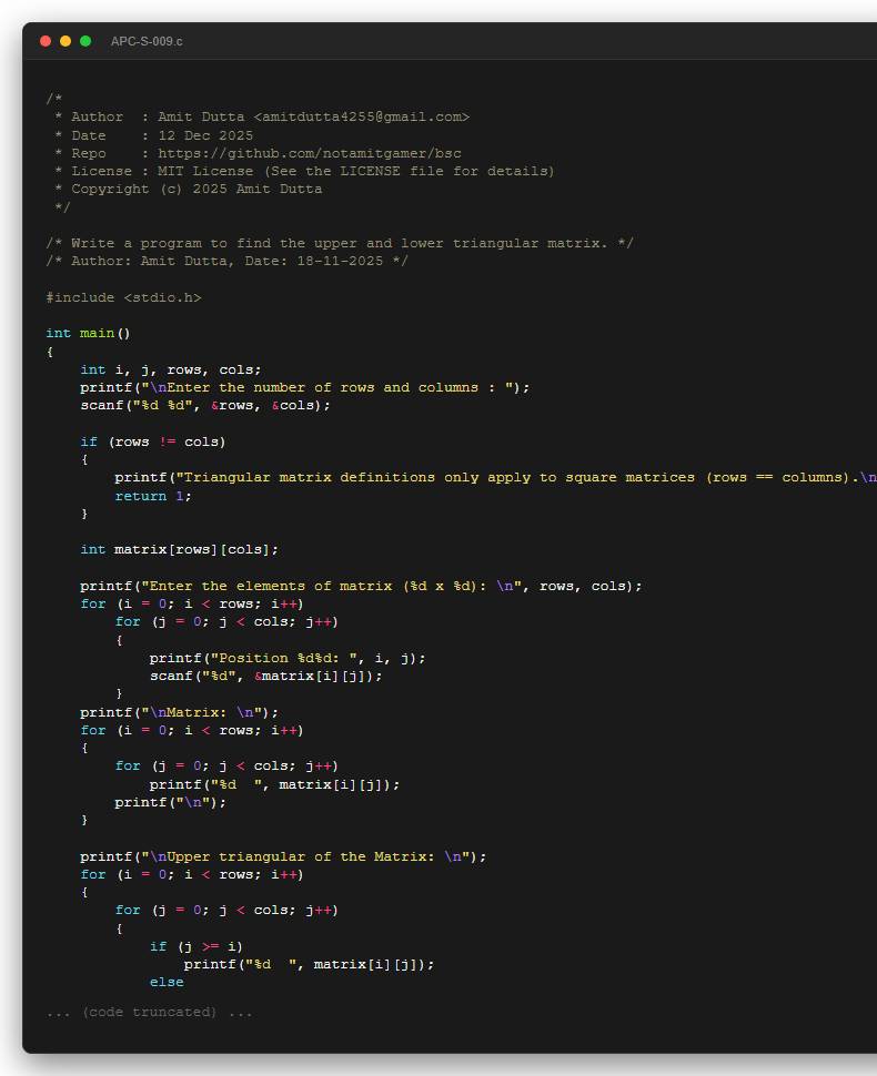 Write a program to find the upper and lower triangular matrix.